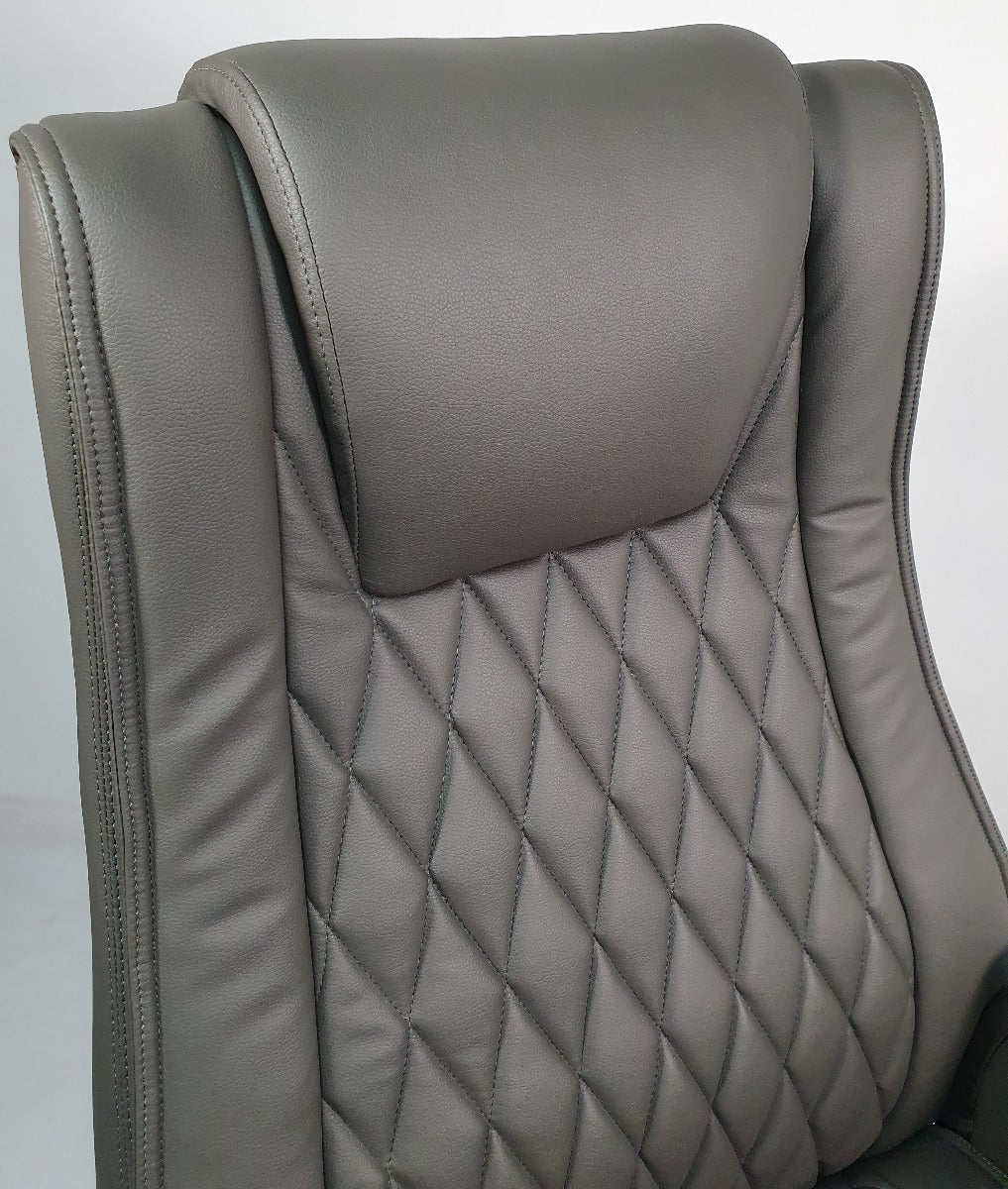 Grey Leather Executive Office Chair - CHA-1202A